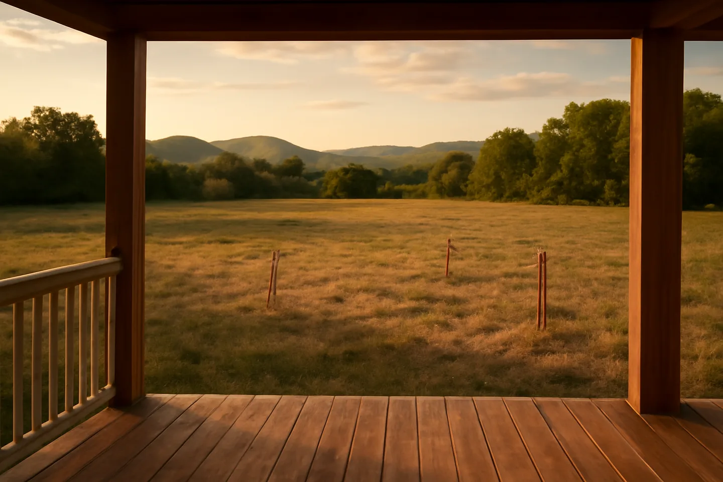 Porch view overlooking a vacant lot for sale