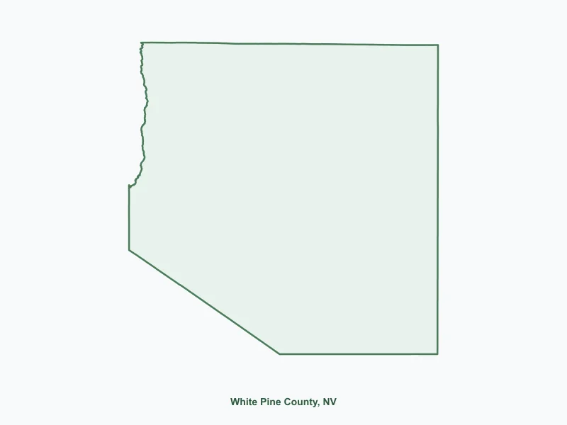 Map of White Pine County, NV showing major cities