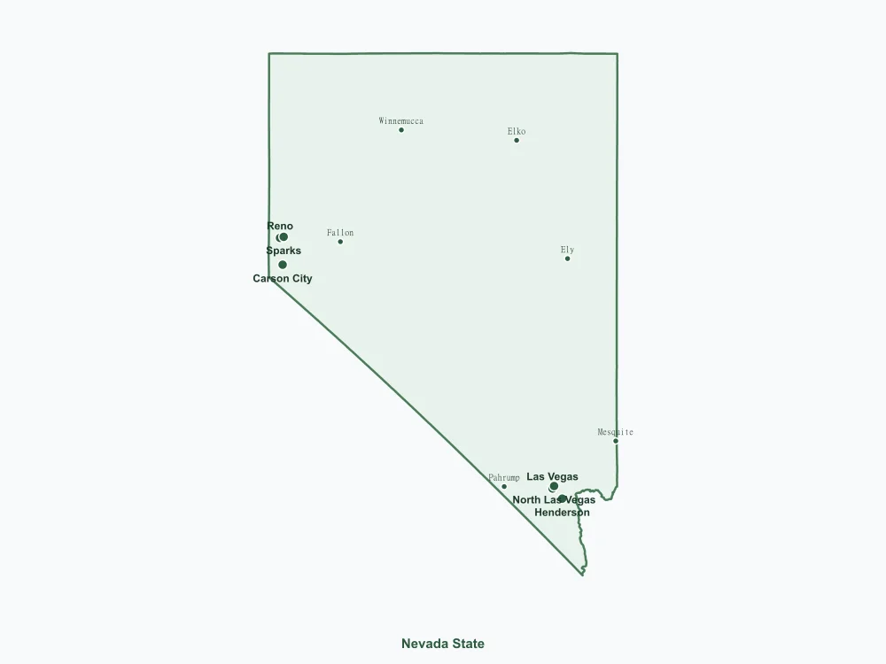 Map of Nevada State showing major cities